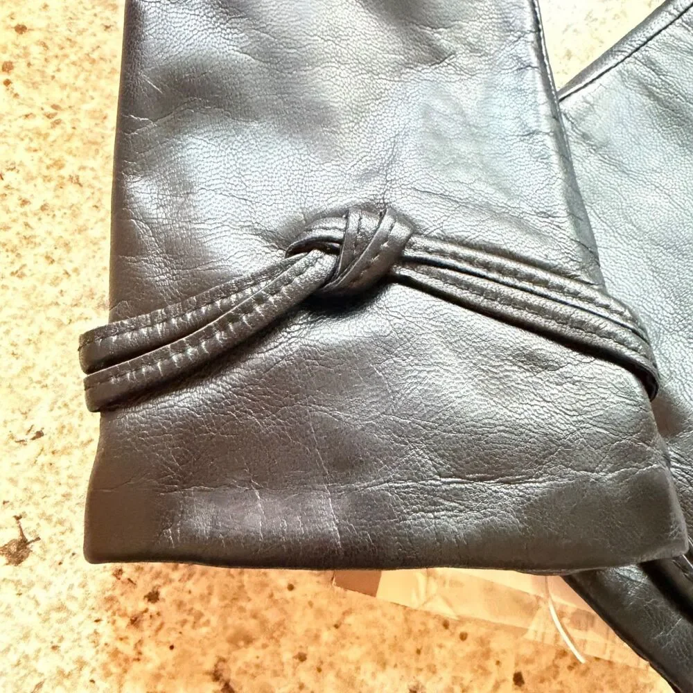 Fownes Black Nappa Leather Gloves Womens Large Lined Genuine Leather NWT Large